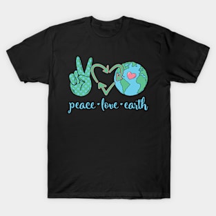 Peace Love Earth Funny Earth Day 2024 T-Shirt